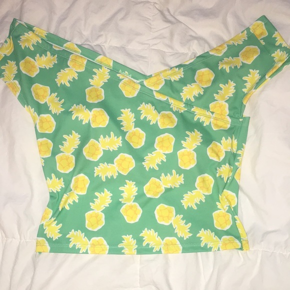 NWOT teal pineapple M odd the shoulder (OTS) - Picture 1 of 3